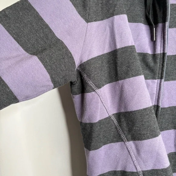 Calvin Klein Performance Quick Dry Striped Purple and Dark Grey Zip Hoodie XL - Picture 10 of 12